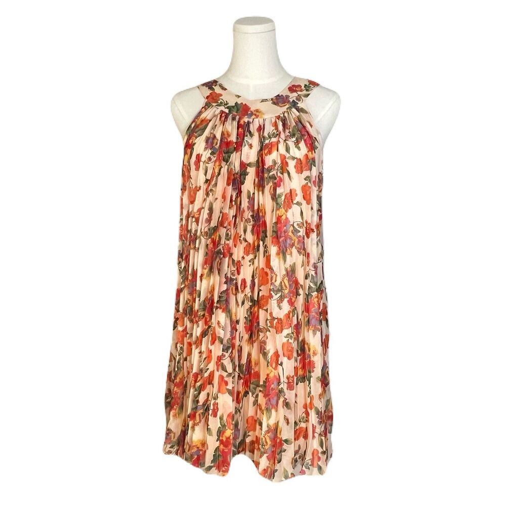 Free People Women's Pleated Floral Mini Dress Size SP Cottage‎ Feminine Flowy